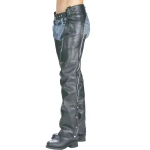 Xelement 7550 'Classic' Black Unisex Leather Motorcycle Chaps