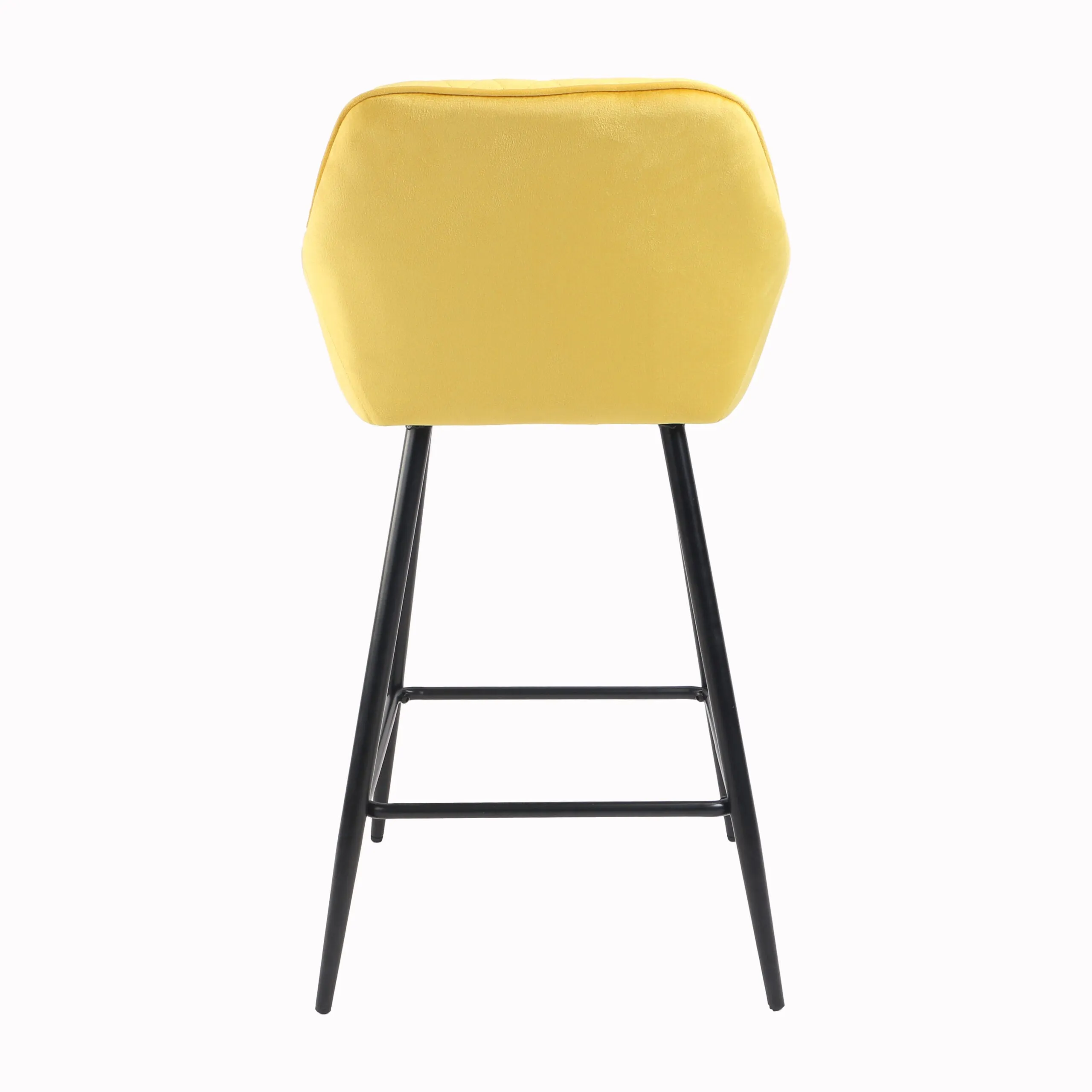 Yellow Crushed Velvet Bar Stool