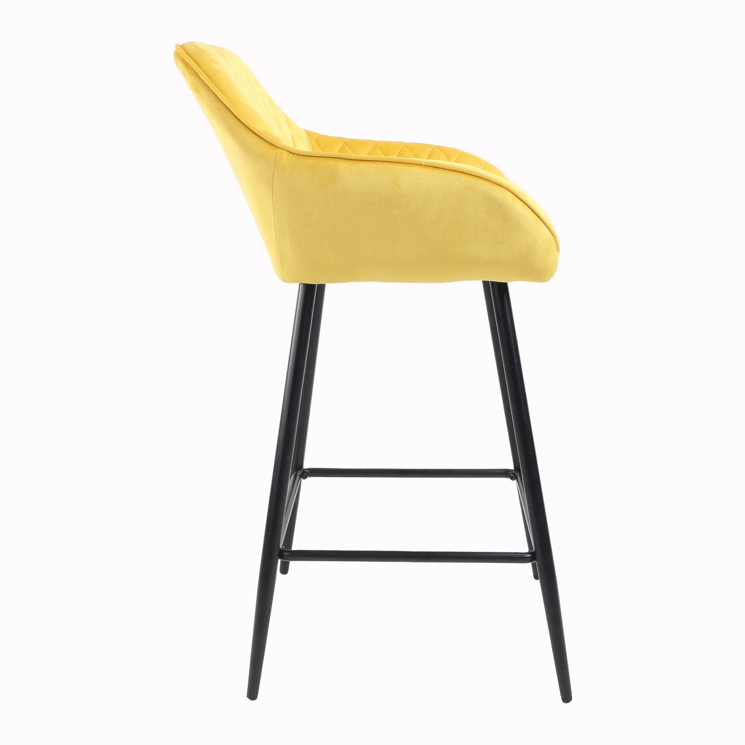 Yellow Crushed Velvet Bar Stool