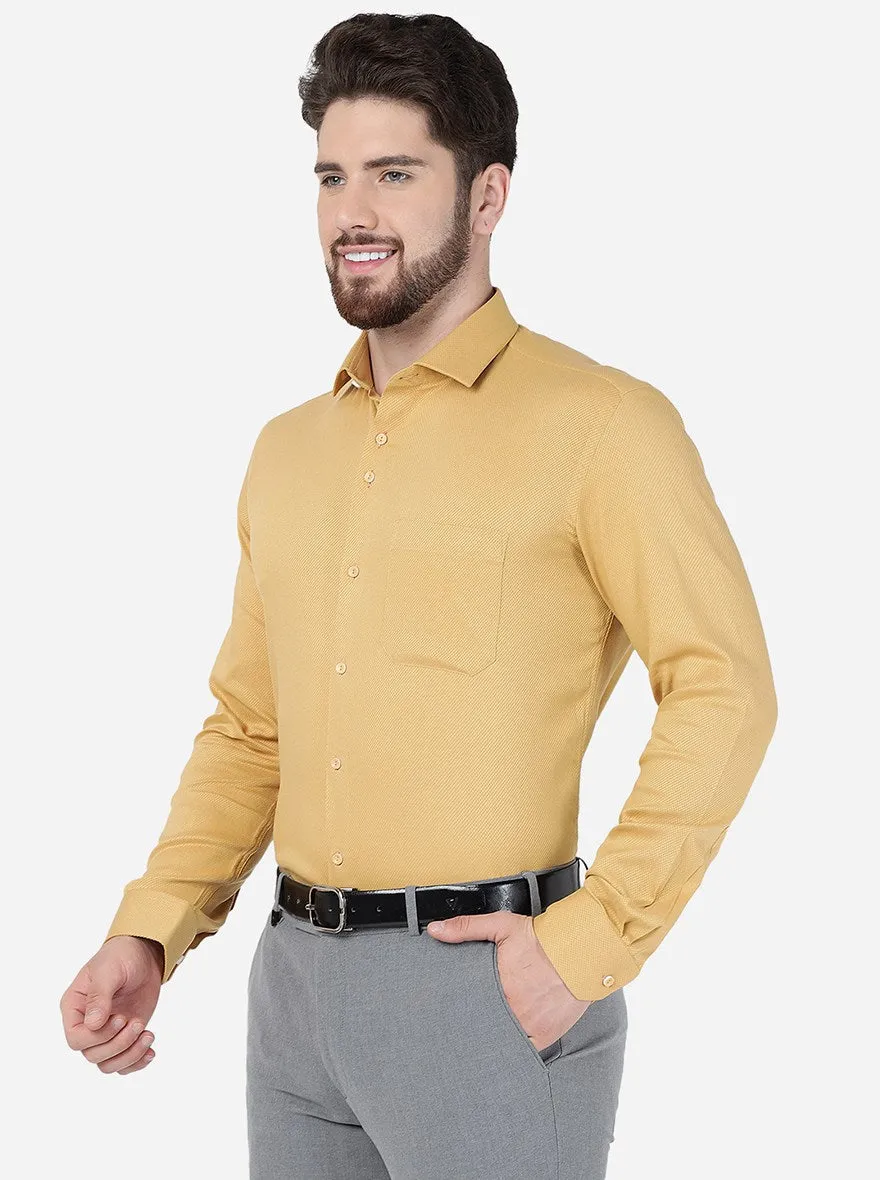 Yellow Solid Slim Fit Party Wear Shirt | Greenfibre